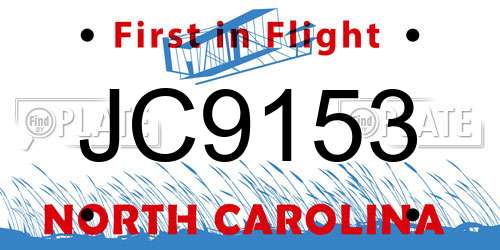 JC9153 North Carolina License Plate