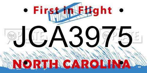 JCA3975 North Carolina License Plate