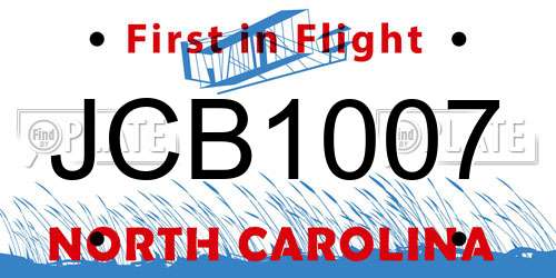 JCB1007 North Carolina License Plate