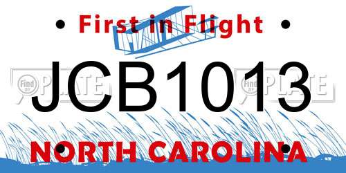 JCB1013 North Carolina License Plate