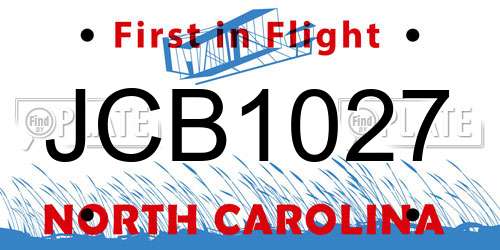 JCB1027 North Carolina License Plate