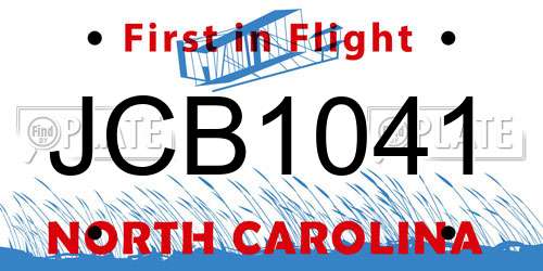 JCB1041 North Carolina License Plate