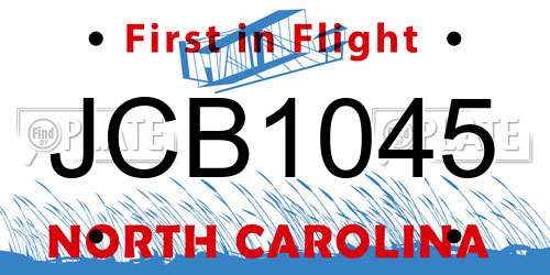 JCB1045 North Carolina License Plate