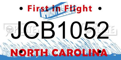 JCB1052 North Carolina License Plate