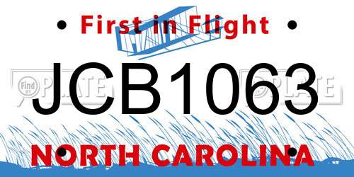 JCB1063 North Carolina License Plate