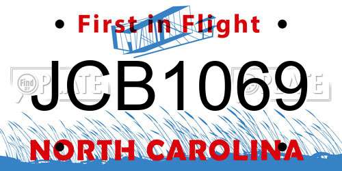 JCB1069 North Carolina License Plate