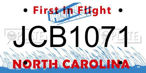 JCB1071 North Carolina License Plate