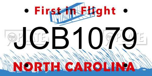 JCB1079 North Carolina License Plate