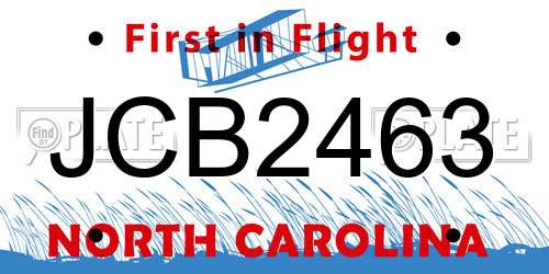 JCB2463 North Carolina License Plate