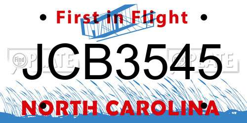 JCB3545 North Carolina License Plate