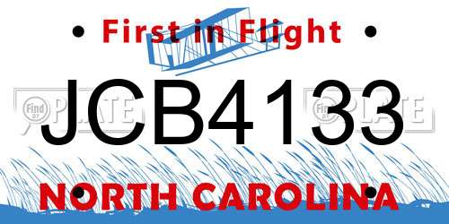 JCB4133 North Carolina License Plate