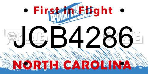 JCB4286 North Carolina License Plate