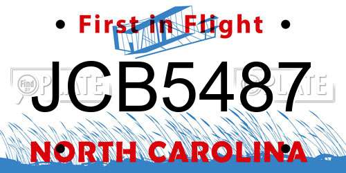 JCB5487 North Carolina License Plate