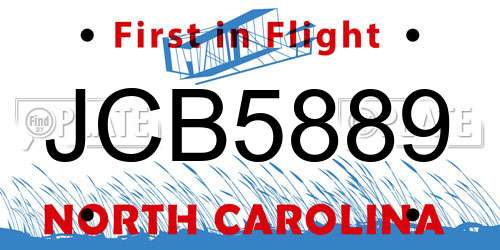 JCB5889 North Carolina License Plate