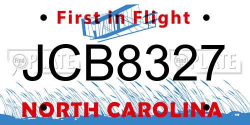 JCB8327 North Carolina License Plate