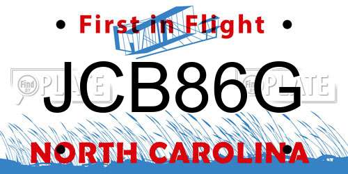 JCB86G North Carolina License Plate
