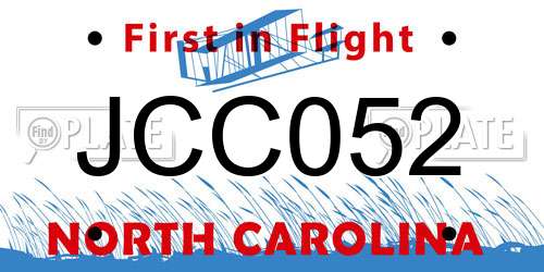 JCC052 North Carolina License Plate