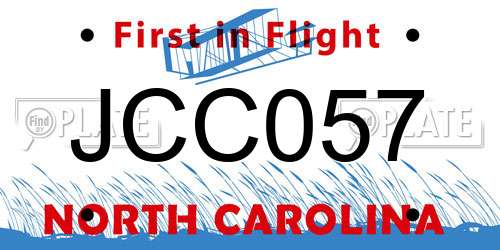 JCC057 North Carolina License Plate