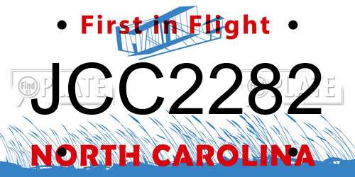 JCC2282 North Carolina License Plate