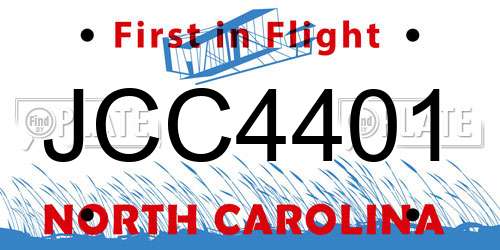 JCC4401 North Carolina License Plate