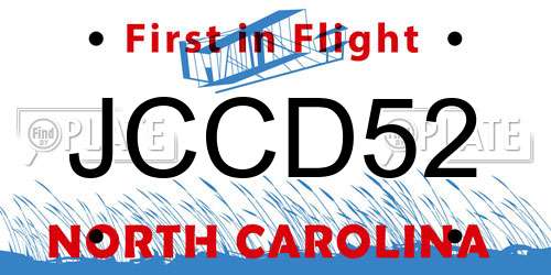 JCCD52 North Carolina License Plate