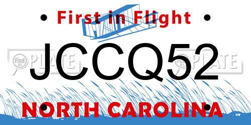 JCCQ52 North Carolina License Plate