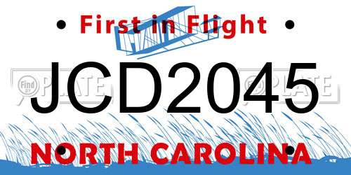 JCD2045 North Carolina License Plate