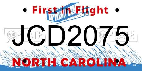 JCD2075 North Carolina License Plate