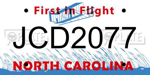 JCD2077 North Carolina License Plate