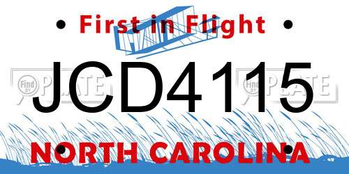 JCD4115 North Carolina License Plate