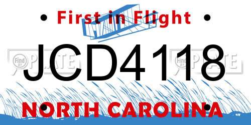 JCD4118 North Carolina License Plate