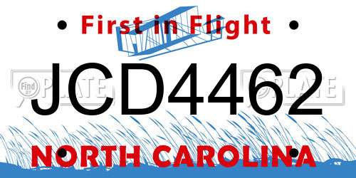 JCD4462 North Carolina License Plate