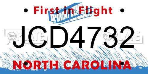 JCD4732 North Carolina License Plate