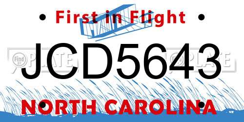 JCD5643 North Carolina License Plate