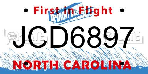 JCD6897 North Carolina License Plate