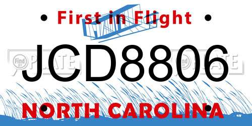 JCD8806 North Carolina License Plate