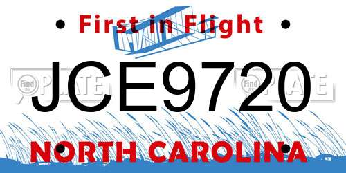 JCE9720 North Carolina License Plate