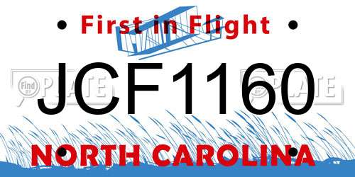 JCF1160 North Carolina License Plate
