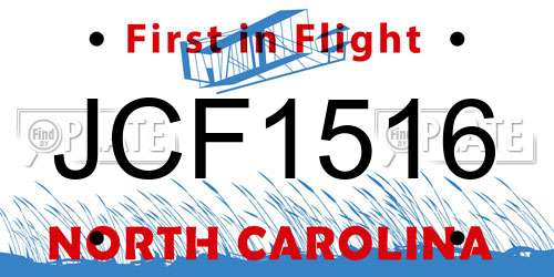JCF1516 North Carolina License Plate