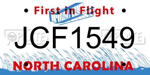JCF1549 North Carolina License Plate