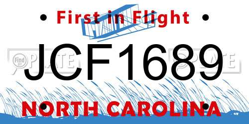 JCF1689 North Carolina License Plate