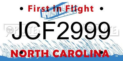 JCF2999 North Carolina License Plate