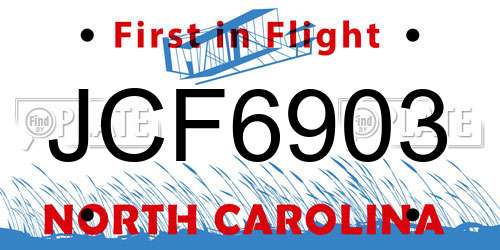 JCF6903 North Carolina License Plate