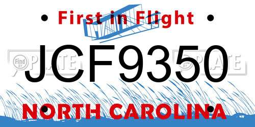 JCF9350 North Carolina License Plate