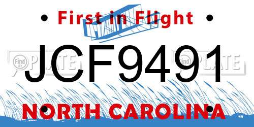 JCF9491 North Carolina License Plate