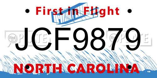 JCF9879 North Carolina License Plate
