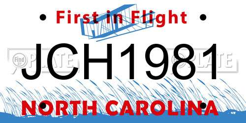JCH1981 North Carolina License Plate