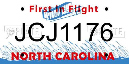 JCJ1176 North Carolina License Plate