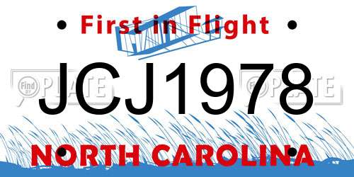 JCJ1978 North Carolina License Plate