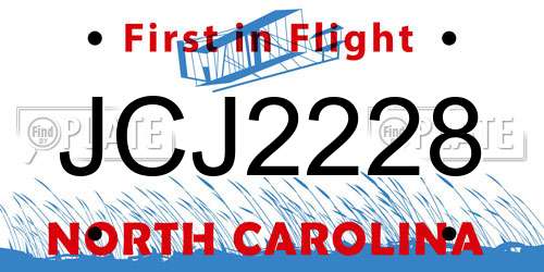 JCJ2228 North Carolina License Plate